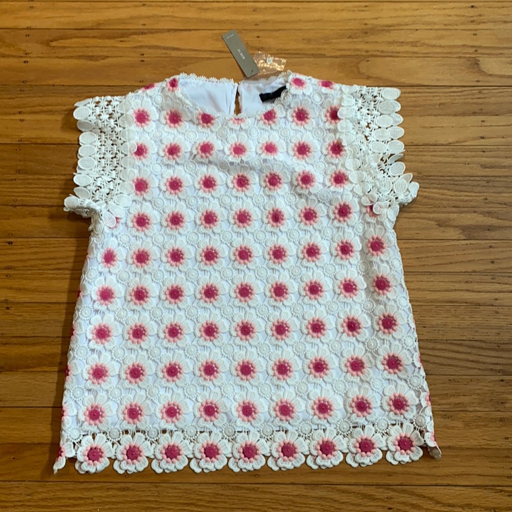 J.Crew Floral Eyelet Top